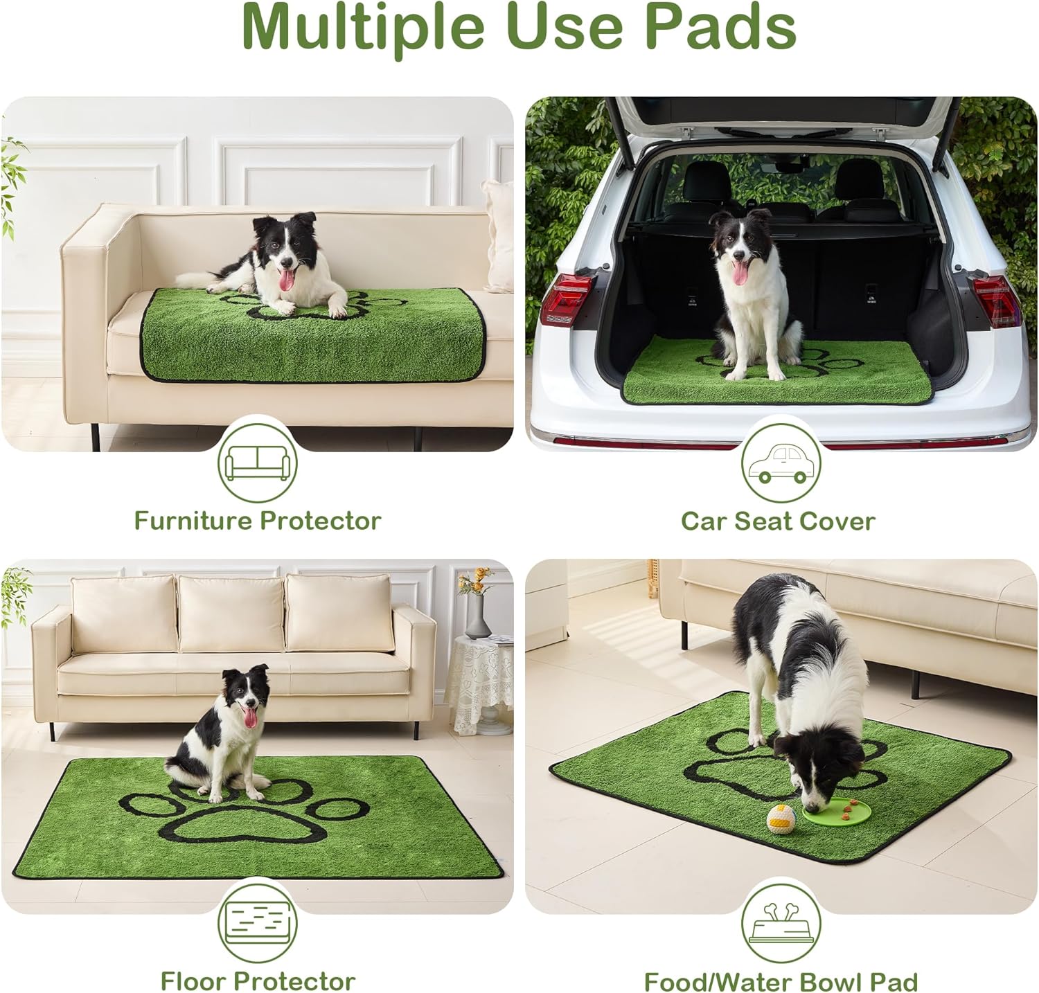 Qeils Reusable Dog Pee Pads, 2 Pack Super Absorbent & Leakproof Washable Puppy Pads with Soft Green Top Layer, for Potty Training, Crates, Couch, Car Seats & Pet Beds, 18"x24" - Image 6