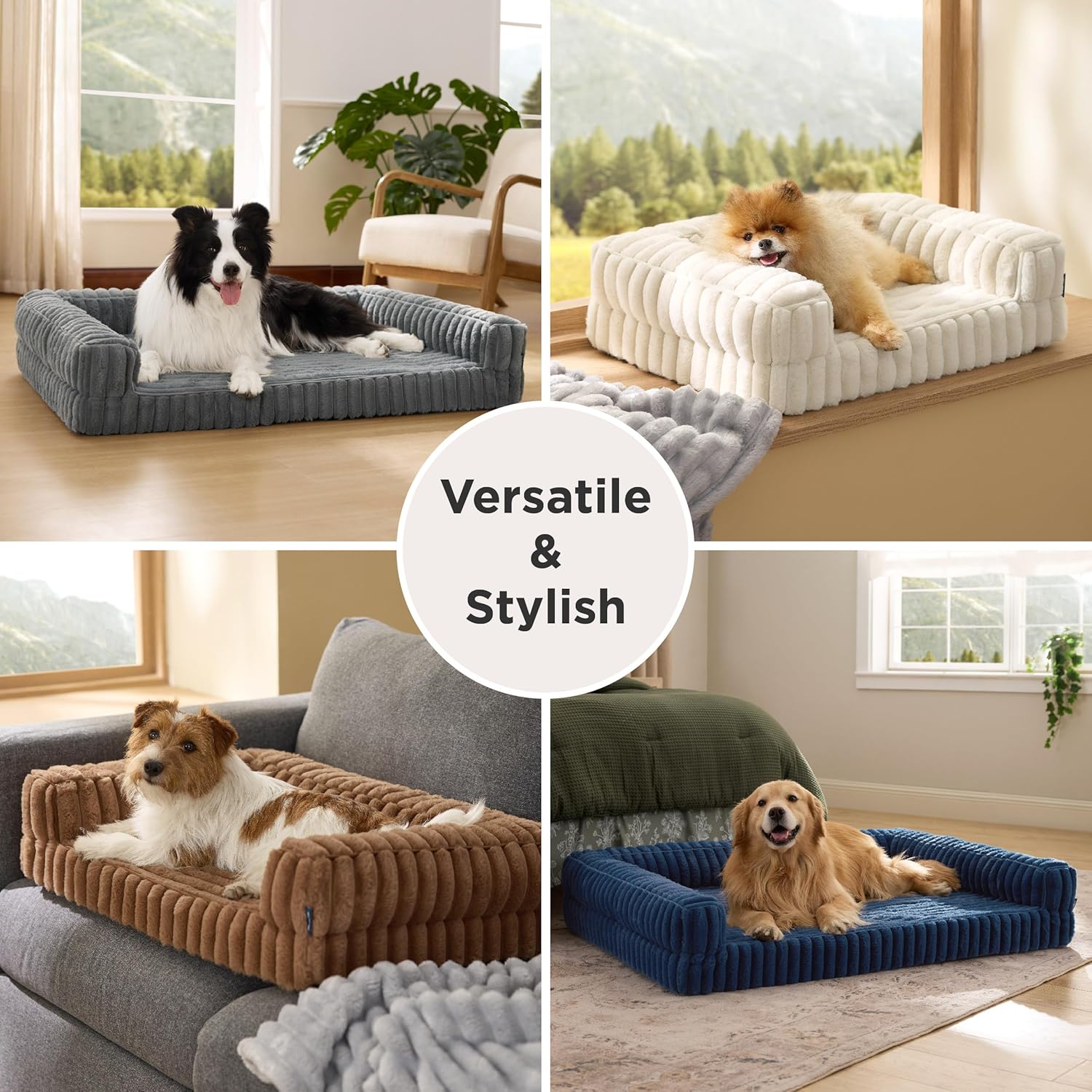 Bedsure ComfyFleece™ Orthopedic Dog Beds Large Sized Dog, Waterproof Memory Foam Pet Couch Sofa with Sides, Non-Slip Bottom and Egg-Crate Foam Large Pet Bed with Washable Corduroy Cover, Grey - Image 8