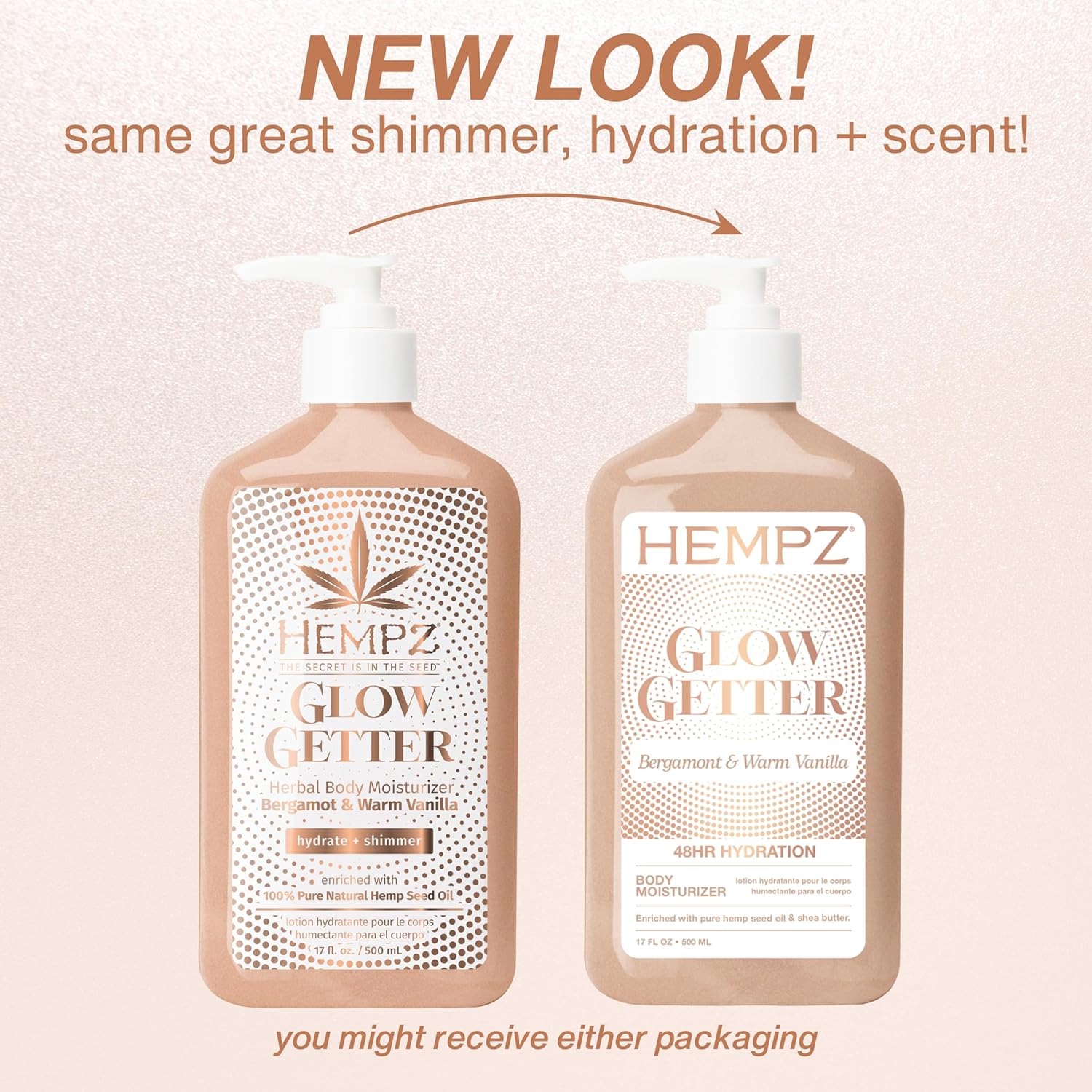 Hempz Glow Getter Body Lotion, Hydrating Moisturizer with Shimmer, 17 oz. - Image 3