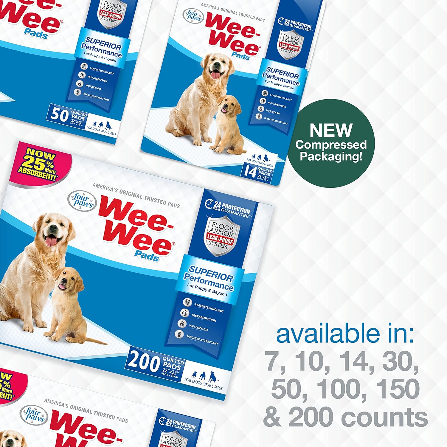 Four Paws Wee-Wee Superior Performance Unscented Pee Pads for Dogs & Puppies, Quilted Leak-Proof Dog Housebreaking Potty Training Floor Protection, 22" x 23", 10 Count - Image 9