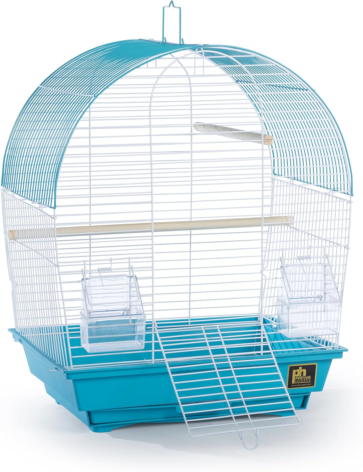 Prevue Pet Products South Beach Dome Top Bird Cage - Ideal for Parakeets, Finches, Budgies, & Canaries, Small & Portable Indoor Bird Cage, Functional Permanent or Travel Bird Cage - White & Teal - Image 3