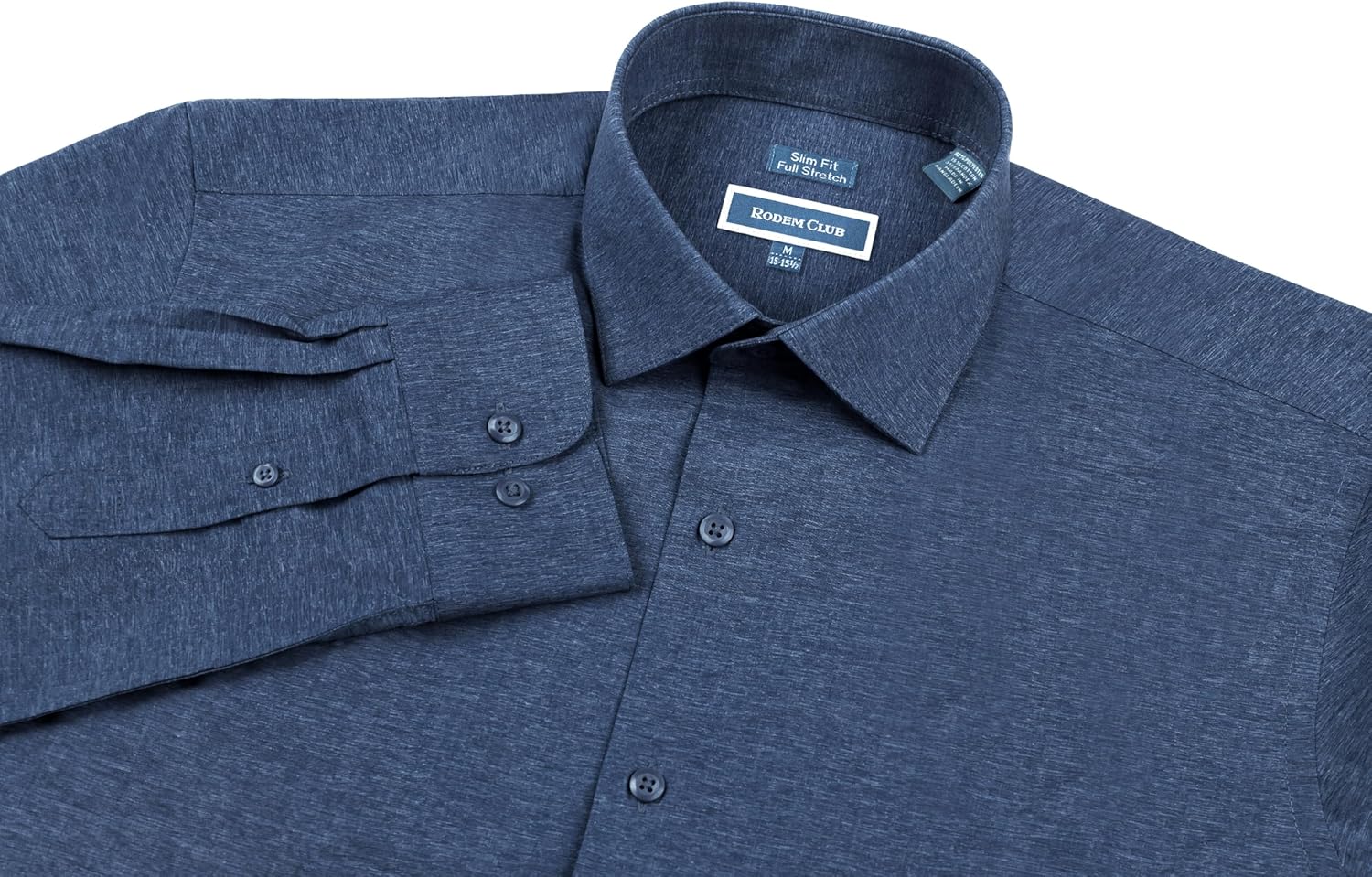 Men's Linen-Textured Stretch Summer Wrinkle Free Dress Shirt Long Sleeve Heather Chambray Button Down Shirts - Image 5