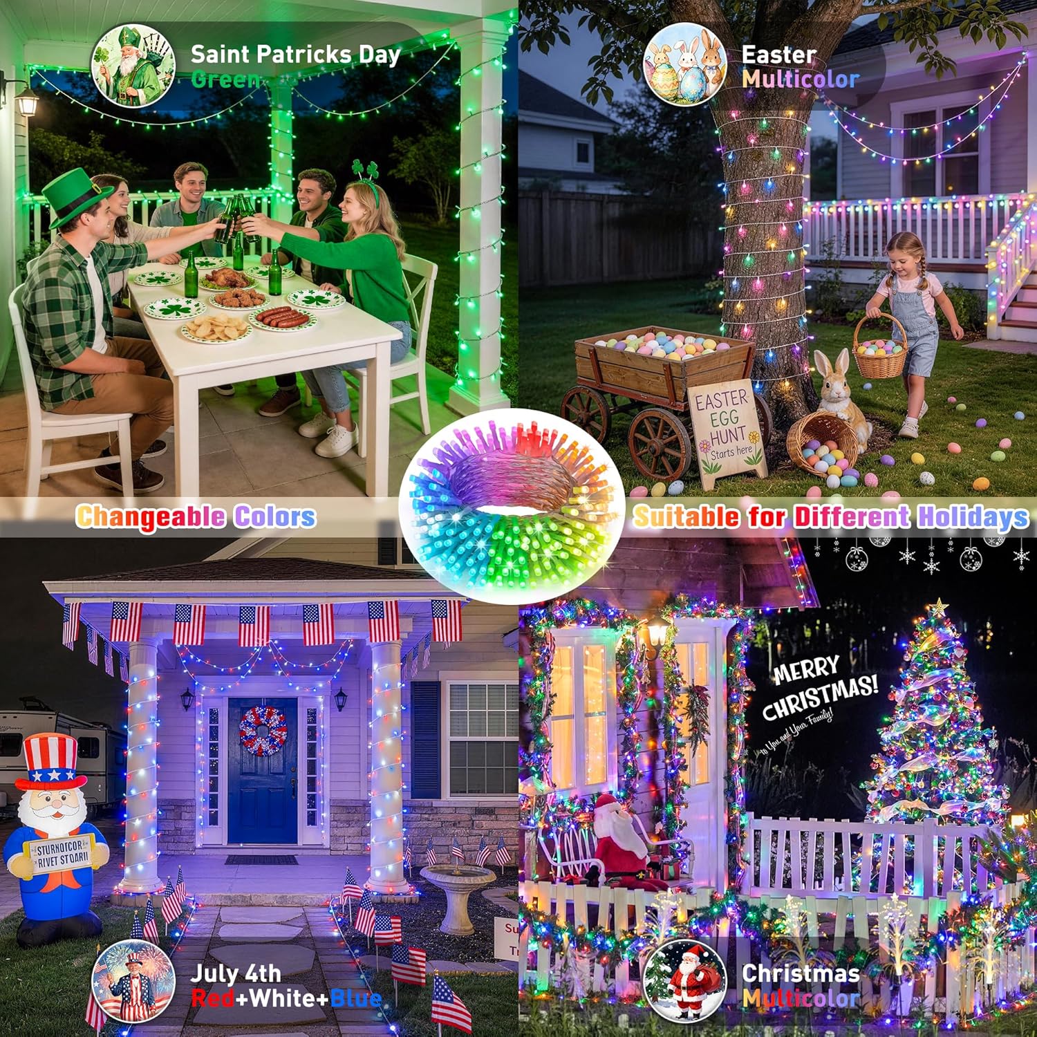 JMEXSUSS 100 LED Color Changing String Lights, 33ft String Lights Indoor with Remote & APP, Clear Wire Smart Twinkle Christmas Light Plug in for Daily Easter Independence Day Halloween Xmas - Image 3