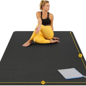 Large Yoga Mat 6’x4’x8mm Extra Thick, Durable, Eco-Friendly, Non-Slip & Odorless Barefoot Exercise and Premium Fitness Home Gym Flooring Mat by ActiveGear