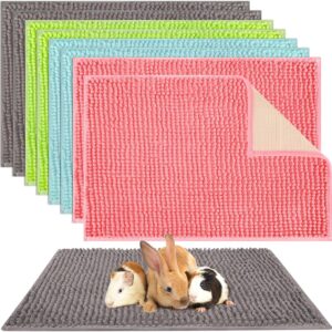 Barydat 8 Pcs Guinea Pig Cage Liner for Guinea Pig Cage Bedding Reusable Rabbit Mat Pad Washable Training Pad Animal Sleeping Bedding Mat(16×12”,Gray, Green, Pink, Blue)