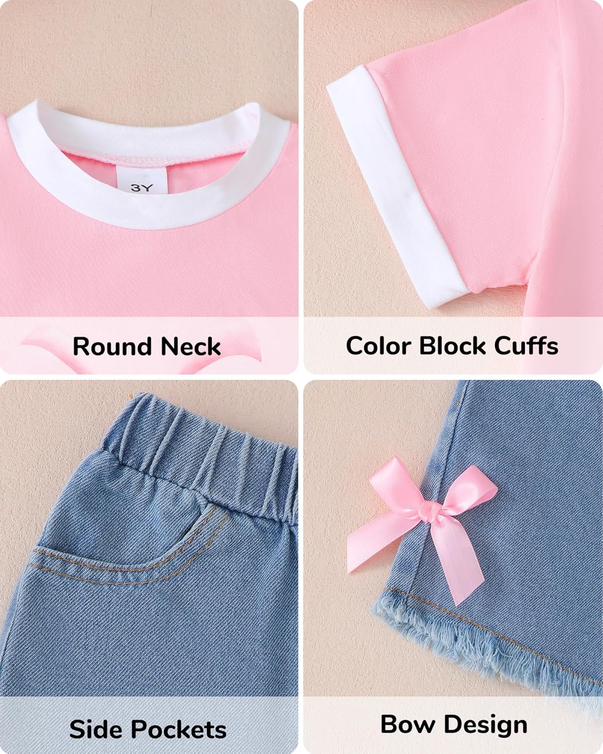 Jecson Toddler Girl Clothes Summer Cotton Print T-Shirt and Jeans Shorts Set Casual Girls 2 Piece Outfits Sets 2T-8Y - Image 4