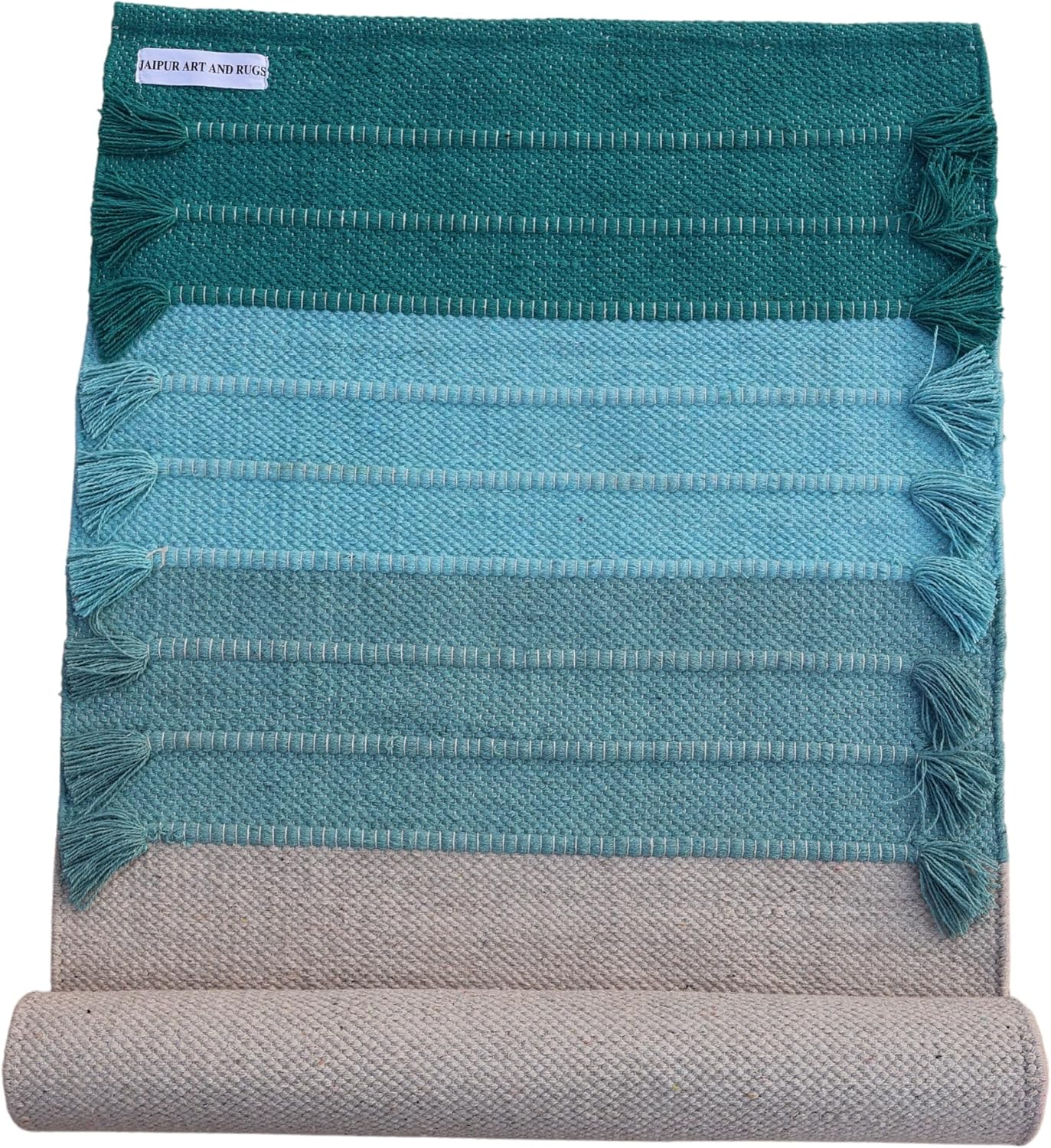 Jaipur art & Rugs Cotton Yoga Mat - Eco-Friendly Hand-Woven Rug - Non Slip & Thick (24”x72”x5mm) for Everyday Fitness at Home - Comfortable Extra-Long