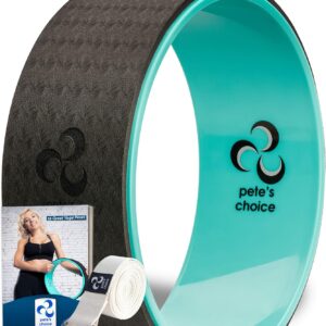 Yoga Wheel with Beginners Guide & Yoga Strap – Back Pain and Tension Relief. Comfy Roller for Stretching, Increase Flexibility. Home Exercise Kit. Ideal for Women Yogis. Improve your Posture.