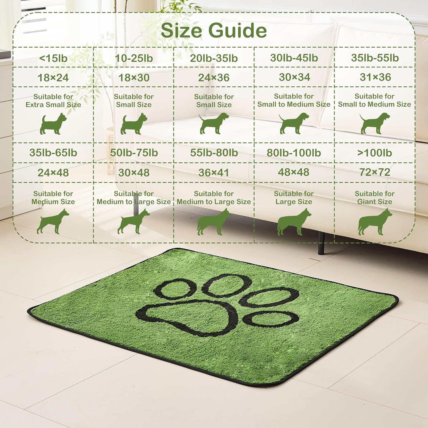 Qeils Reusable Dog Pee Pads, 2 Pack Super Absorbent & Leakproof Washable Puppy Pads with Soft Green Top Layer, for Potty Training, Crates, Couch, Car Seats & Pet Beds, 18"x24" - Image 2