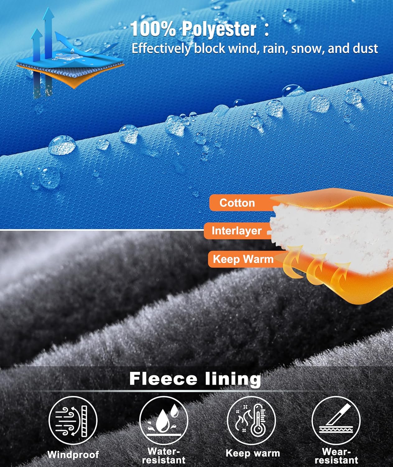 Kids Winter Jackets Warm Fleece Waterproof Snow Jacket with Zipper Pockets Detachable Hood - Image 6