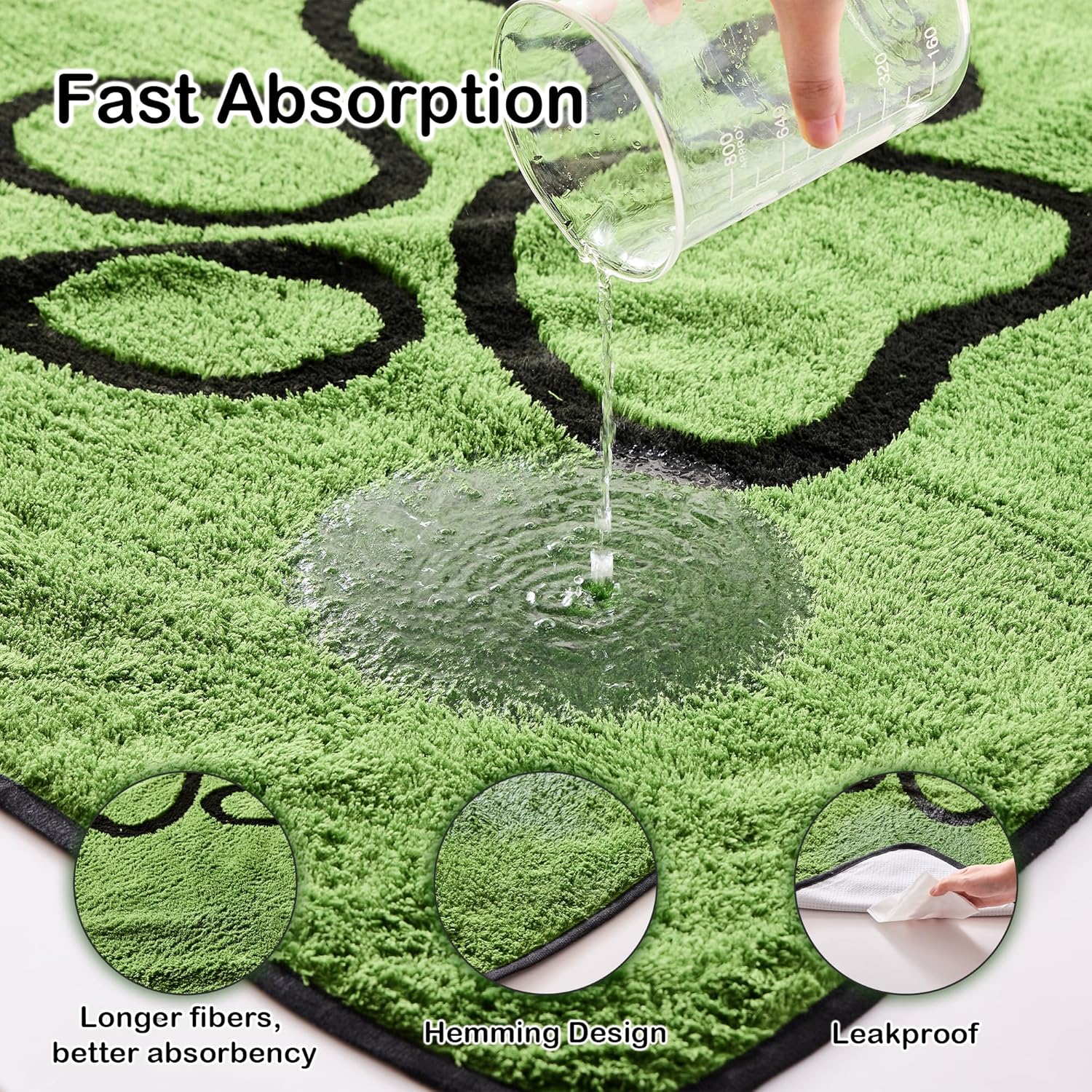 Qeils Reusable Dog Pee Pads, 2 Pack Super Absorbent & Leakproof Washable Puppy Pads with Soft Green Top Layer, for Potty Training, Crates, Couch, Car Seats & Pet Beds, 18"x24" - Image 5