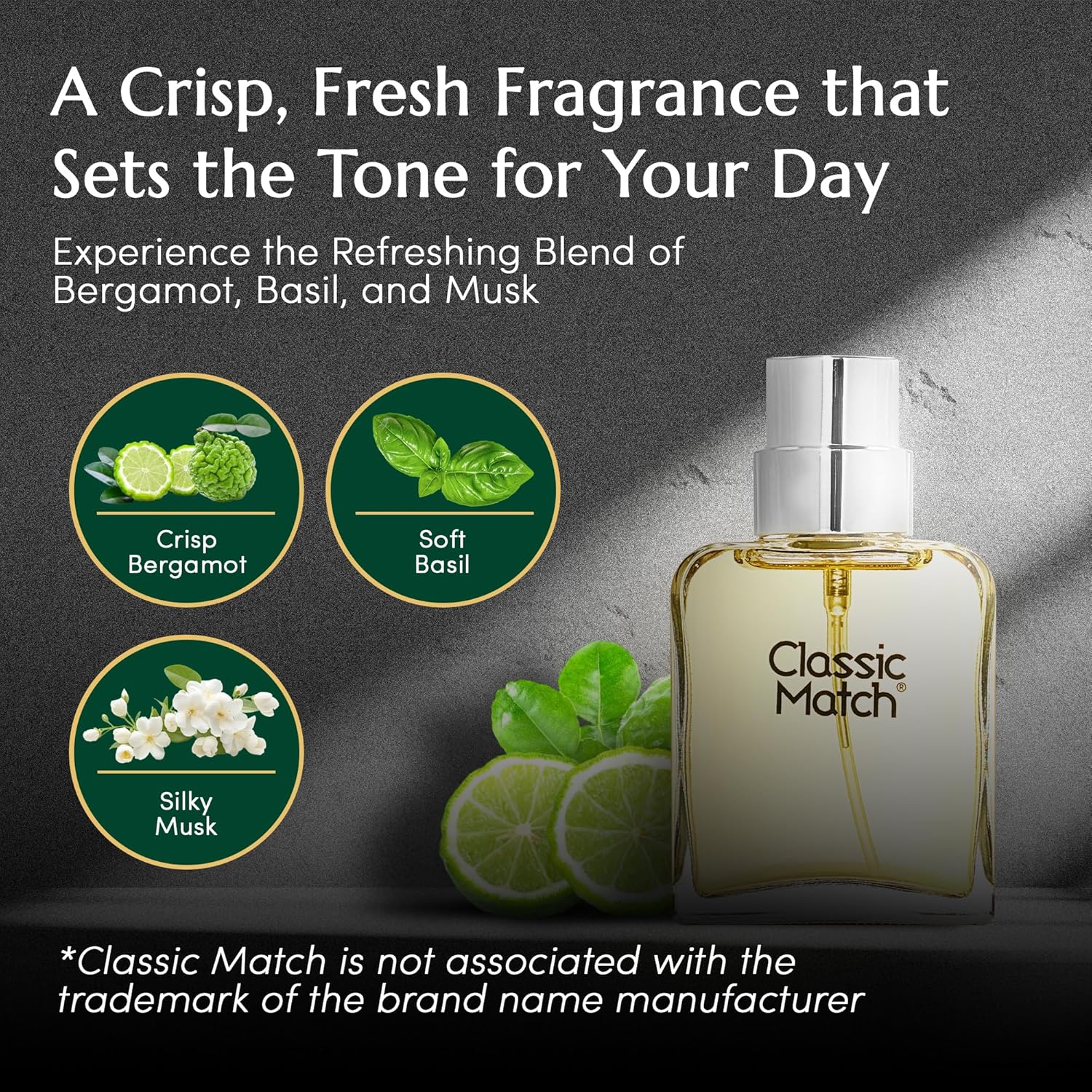 PB ParfumsBelcam Classic Match Green Eau De Toilette Spray for Men – Fresh Chypre Cologne, Bergamot, Basil, Musk, Long-Lasting Masculine Fragrance, Signature Scent – 2.5 Fl Oz - Image 4