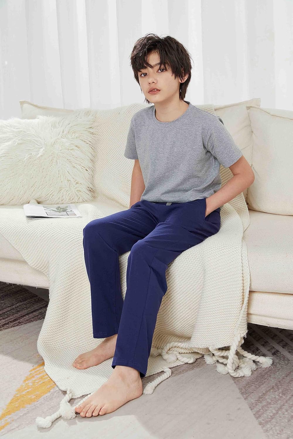 HiddenValor Boys Knit Cotton Pajama Lounge Pants with Pockets - Image 6