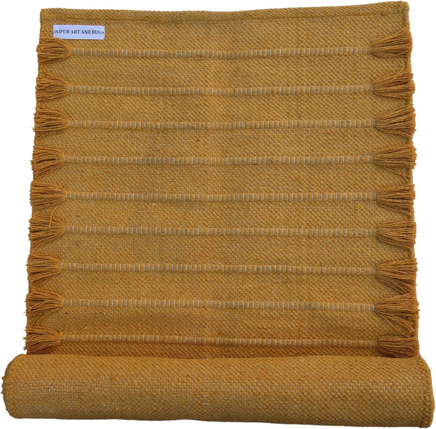 Jaipur Art & Rugs Cotton Yoga Rug - Eco-Friendly Hand-Woven Thick Mat (24”x72”x5mm) for Everyday Fitness at Home - Comfortable & Extra-Long