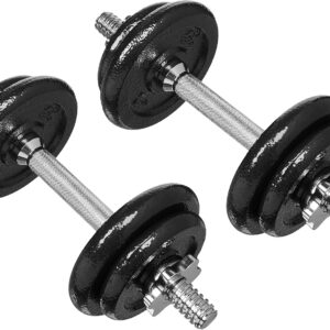 Amazon Basics Adjustable Dumbbell Hand Weight Set with Storage Case, Portable, Secure, 38 Pounds, Black