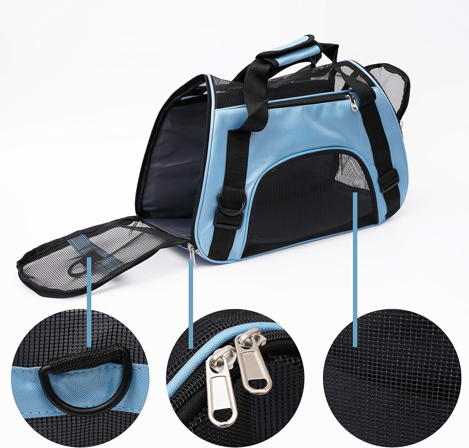 MuchL Pet Carrier Soft-Sided Carriers for Cat Carriers Dog Carrier for Small Medium Cats Dogs Puppies Pet Carrier Airline Approved Cat Dog Pet Travel Carrier (Small, Blue) - Image 5