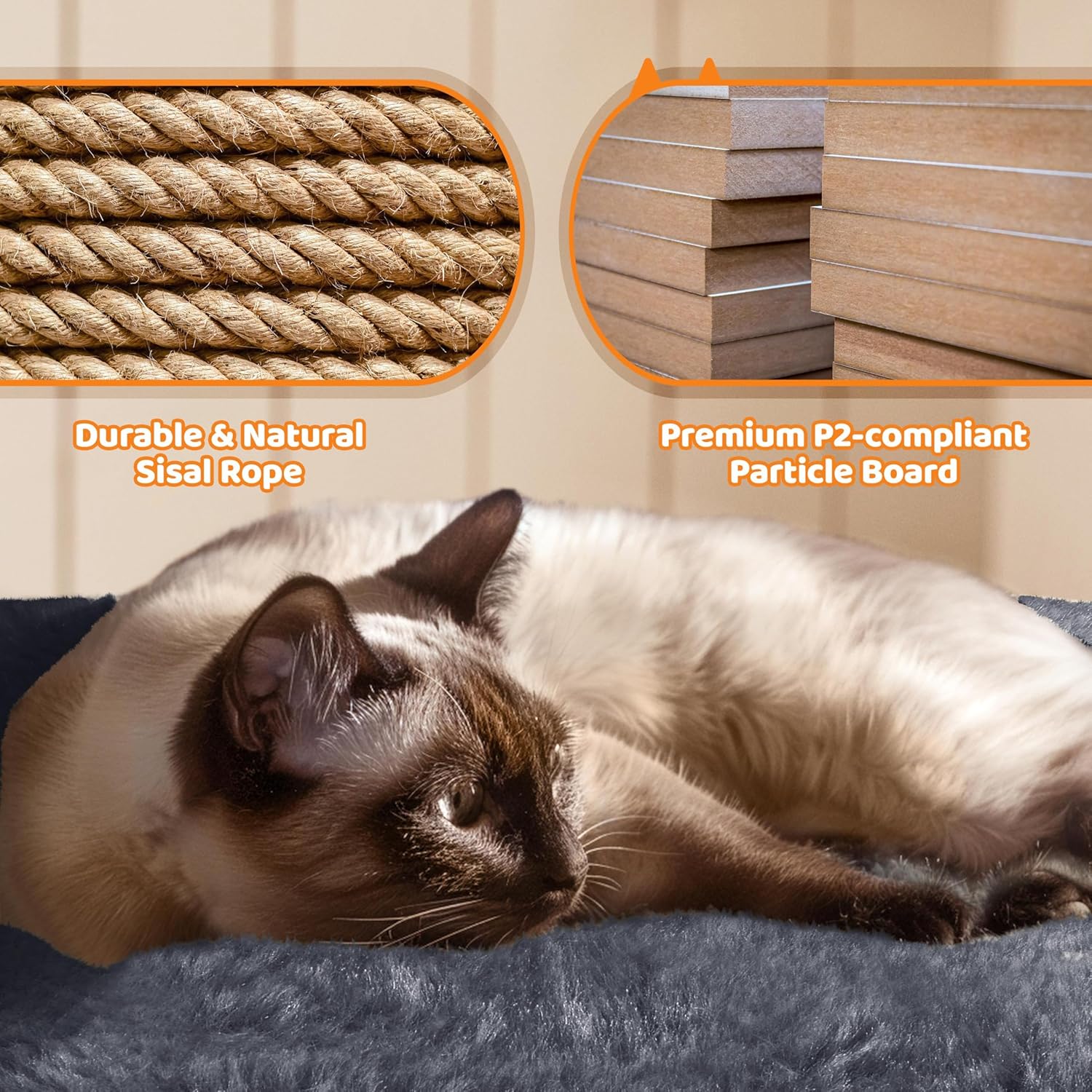 Yaheetech | 68.5in Cat Tree | for Large Cats | Multi-Level Cat Tower with 3 Wide Perches, Large Condo | Stable Pet Play House w/Sisal-Covered Scratching Posts & Board | Dark Gray - Image 8
