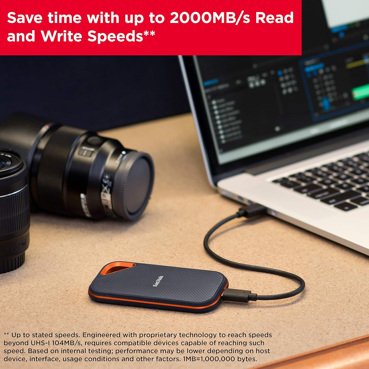 SANDISK 4TB Extreme PRO Portable SSD - Up to 2000MB/s - USB-C, USB 3.2 Gen 2x2, IP65 Water and Dust Resistance, Updated Firmware - External Solid State Drive - SDSSDE81-4T00-G25,Black - Image 5