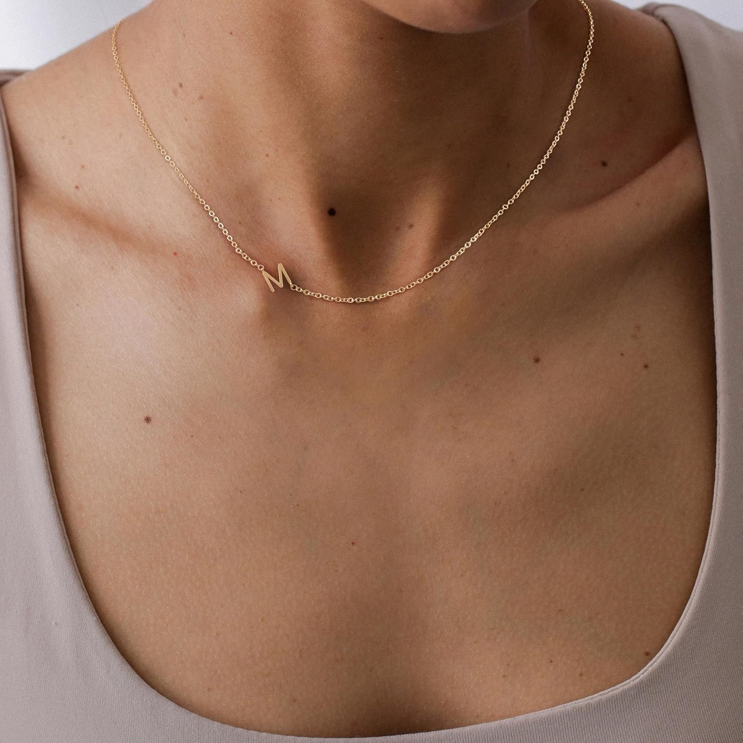 LuckFairy Initial Necklaces for Women, Dainty Gold Letter Necklace 14k Gold Plated Sideways Initial Necklace Cute Name Simple Choker Necklaces for Women Trendy Jewelry Gifts - Image 3