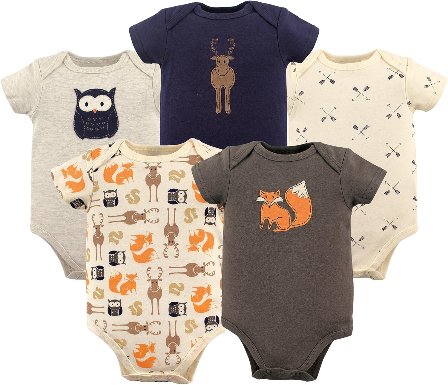 Hudson Baby Unisex Baby Cotton Bodysuits 5-pack