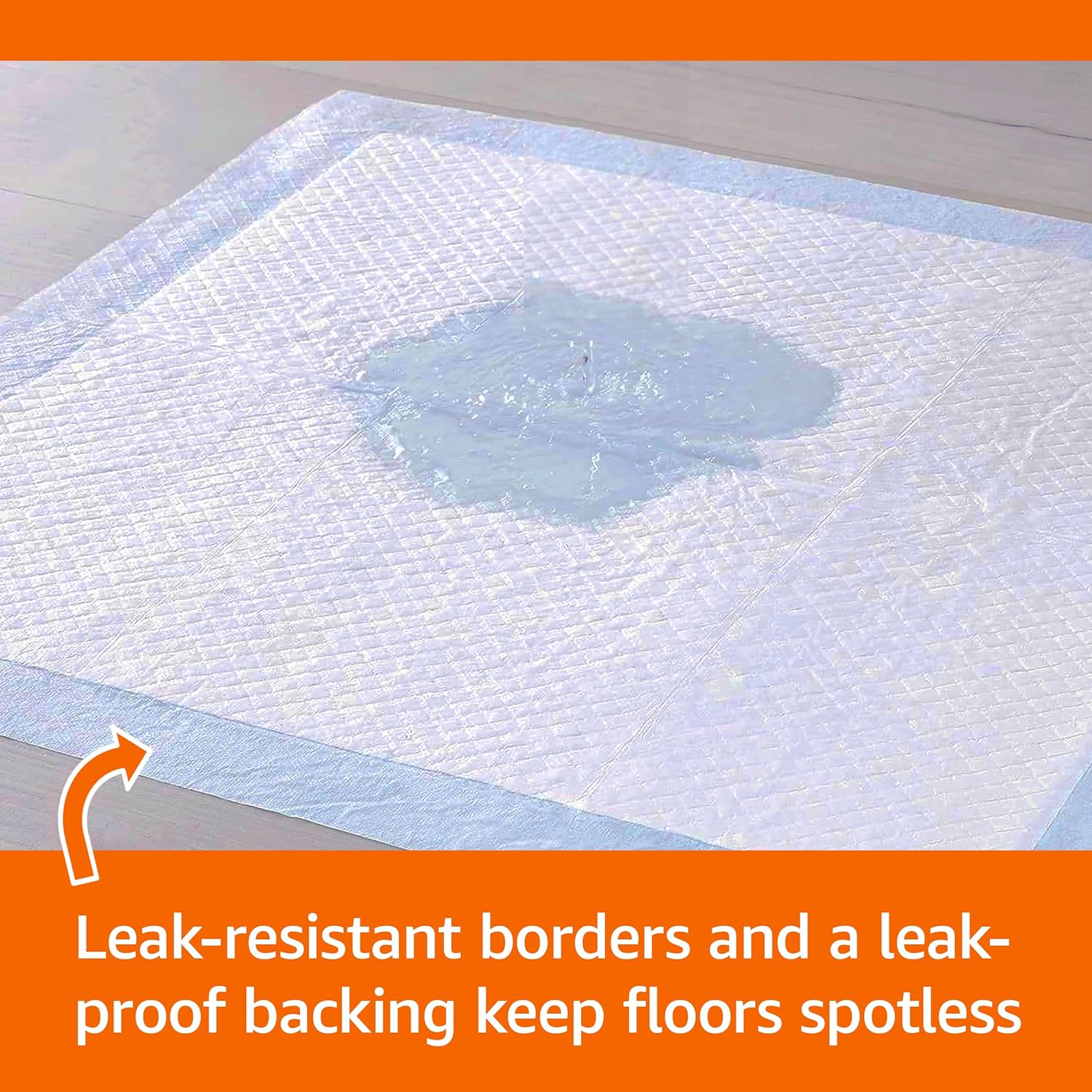 Amazon Basics Super Absorbent Dog and Puppy Potty Pads, Leak-Proof 5-Layer Design with Quick-Dry Surface for Housebreaking, Heavy Duty Absorbency, X-Large, 28 x 34 Inch, Blue & White, 25-Pack - Image 3