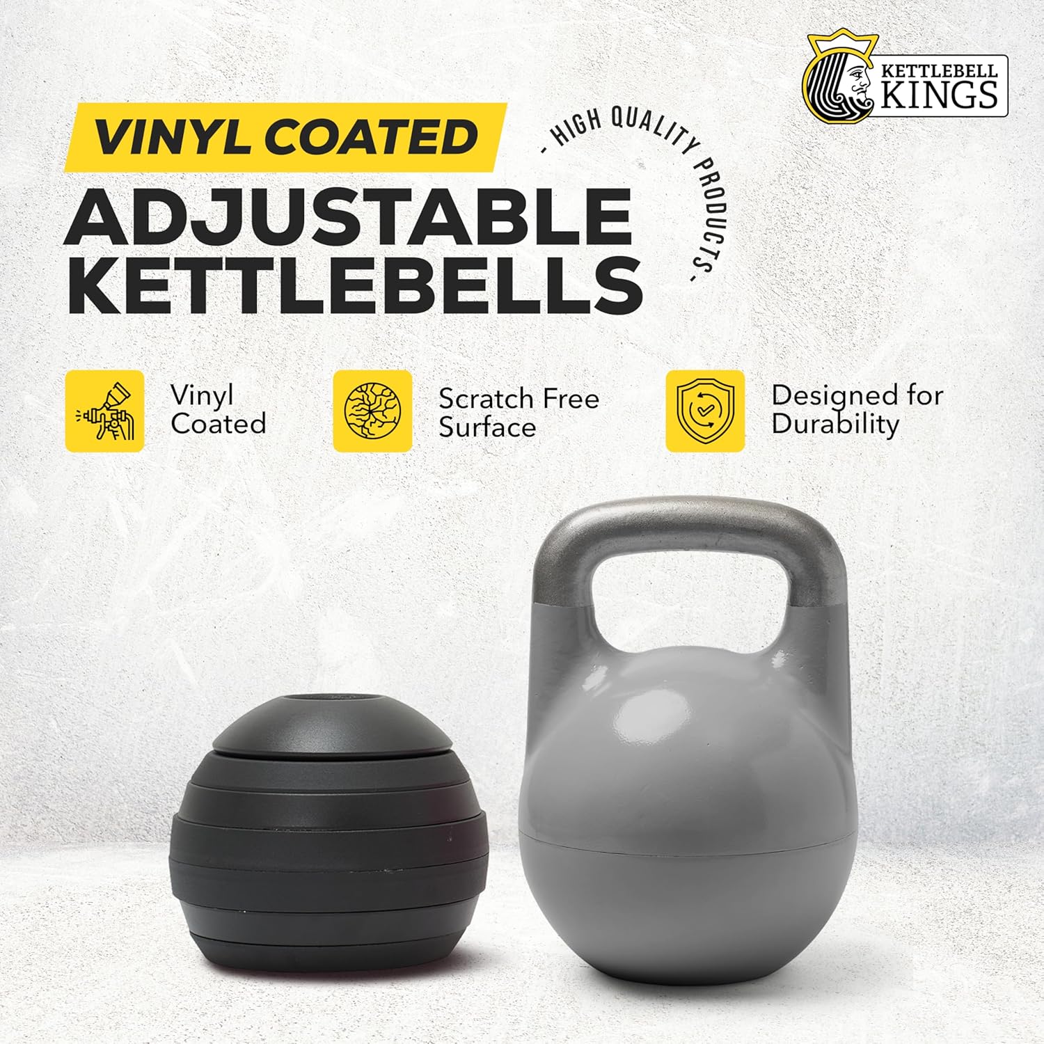 Kettlebell Kings Adjustable Kettlebell Set, 26-70 lb - Strength Training Kettlebells with 7 Plates - Secure Lock System and Durable Steel Kettle Bell for Swings, Squats, Presses and Full-Body Training - Image 2