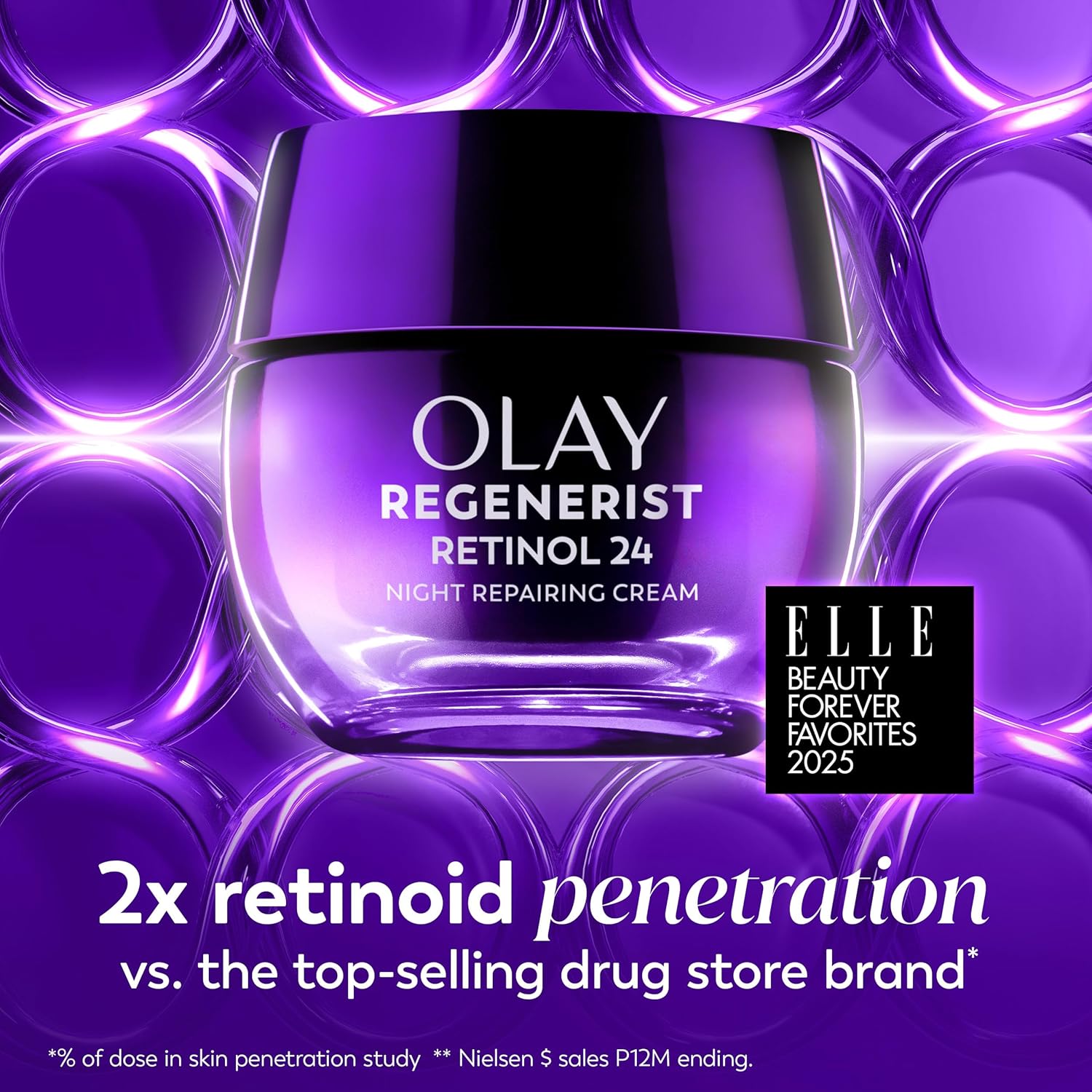 Olay Retinol Night Cream for Women, Anti-Aging Face Moisturizer, Fragrance-Free, Non Greasy - Anti-Wrinkle, Smooth Fine Lines, Hydrating Skin Care - Triple Collagen Cream, Peptide, Niacinamide, 1.7oz - Image 9