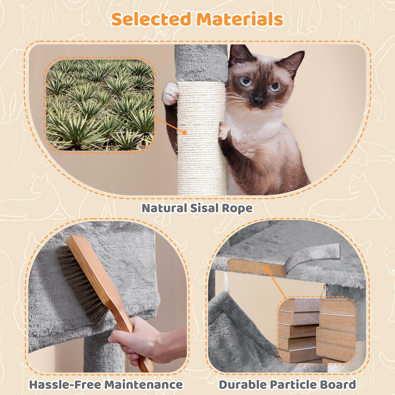 Yaheetech 73in Cat Tree Tower for Indoor Cats, Multi-Level Cat Activity Center with Scratching Posts Large Cat Condo with Funny Hammock for Kittens - Image 7