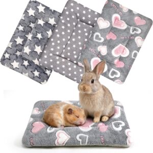 3 Pcs Guinea Pig Bed Mat Washable Soft Bunny Mats Rabbit Winter Bed Pad for Indoor Warm Small Animal Bed Mattres Fleece Sleeping Pads for Hamster Squirrel Hedgehog Chinchilla Ferret (18.5″ x 13″)