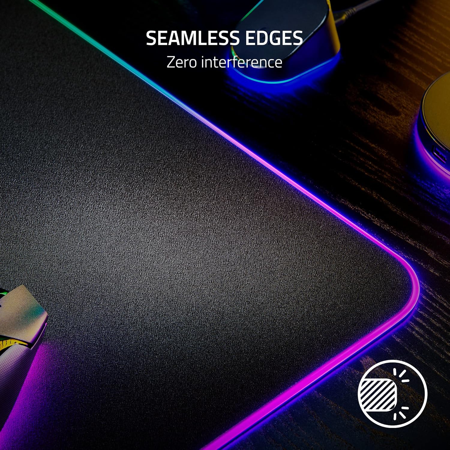 Razer Strider Chroma Hybrid Gaming Mouse Mat with Razer Chroma RGB: Hybrid Soft/Hard Mat - 19 Razer Chroma RGB Lighting Zones - Warp and Water-Resistant - Anti-Slip Base - Seamless Edges XXLarge - Image 6