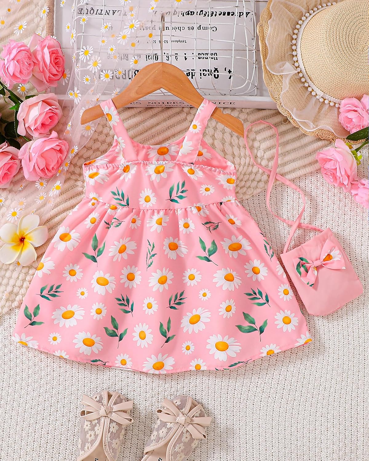 Toddler Baby Girl Dresses Summer Outfits Sleeveless Bowknot Clothes Infant Casual Sundress for Cute Girl Hat+Bag - Image 4