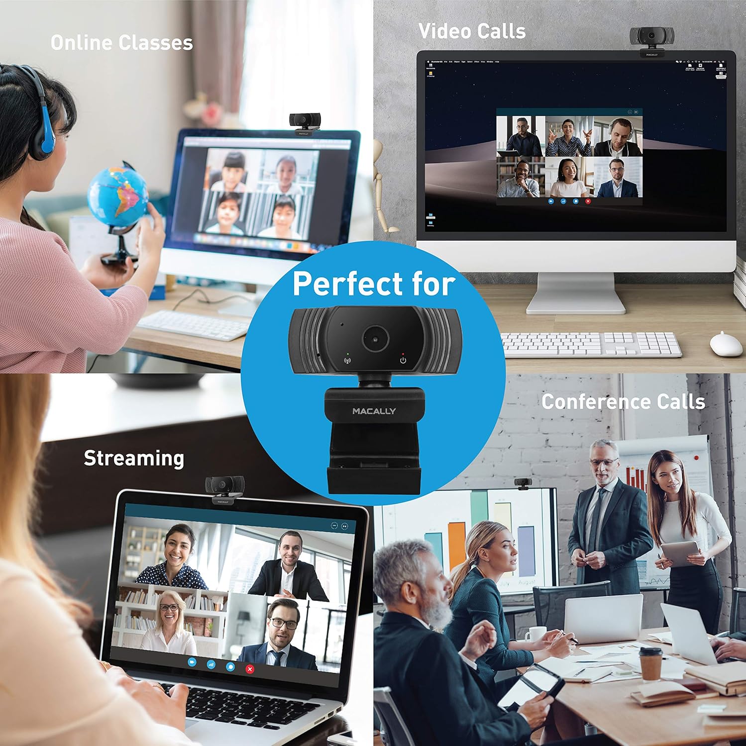 Macally 1080P Webcam with Microphone - Stay Connected Virtually - 120° Wide Angle HD 30FPS USB Computer Camera for Desktop - Web Cam for Streaming, Meetings, Skype, Zoom, PC, Laptop, Mac, Face Time - Image 8