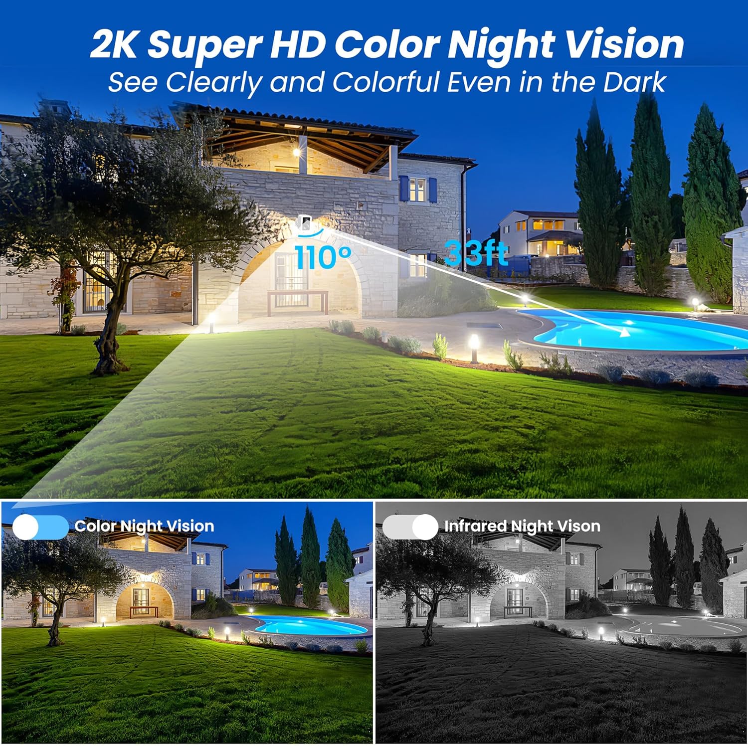 2K Security Cameras Wireless Outdoor, Free Cloud Storage, Integrated Spotlight & Siren, AI Motion Detection, 2-Way Audio, 1-6 Months Battery Life, Cameras for Home Security Support 5GHz WiFi, IP66 - Image 5