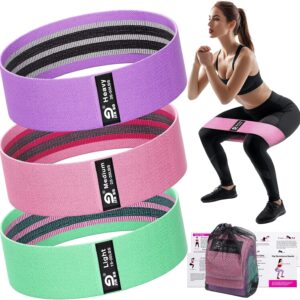 Booty & Resistance Bands – 3 Level Non-Slip Fabric Exercise Bands for Legs & Glutes, Women & Men, Squats, Hip Thigh Training, Yoga, Pilates, Home Workout