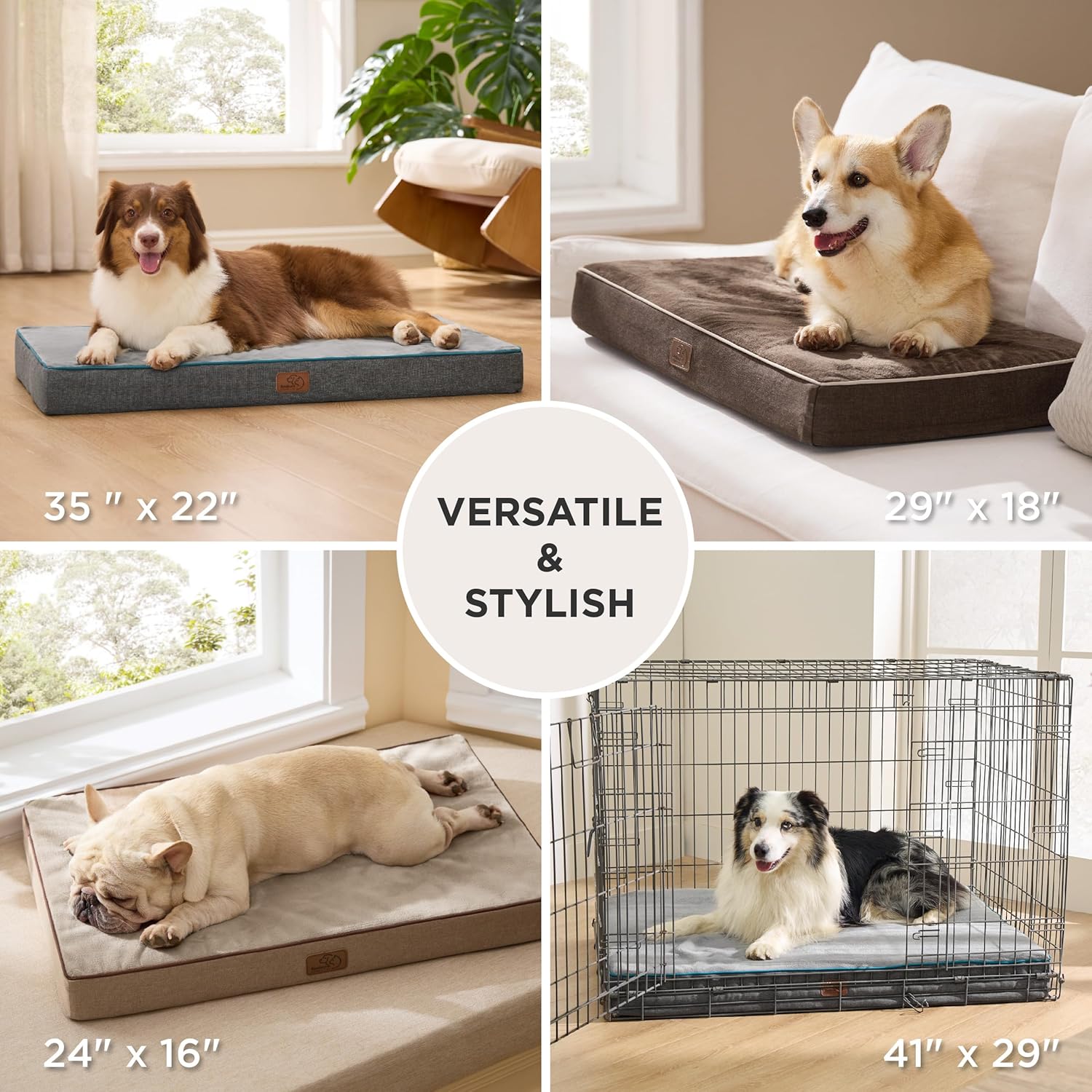 Bedsure Memory Foam Dog Crate Bed for Extra Large Dogs - XL Orthopedic Pet Beds with Removable Washable Cover and Nonskid Bottom - Plush Flannel Fleece Top Pet Mat, Grey - Image 7