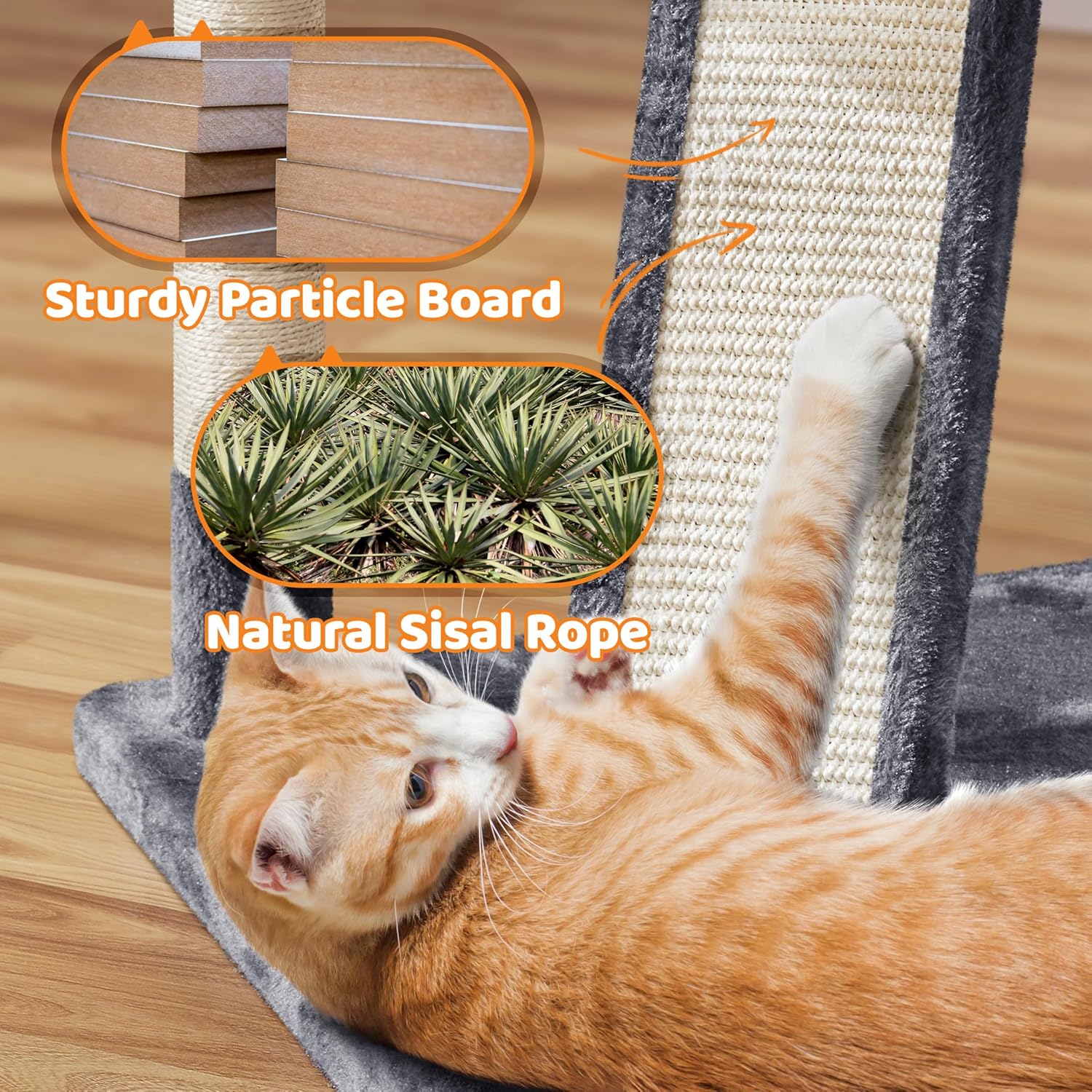 Yaheetech | 68.5in Cat Tree | for Large Cats | Multi-Level Cat Tower with 3 Wide Perches, Large Condo | Stable Pet Play House w/Sisal-Covered Scratching Posts & Board | Dark Gray - Image 6