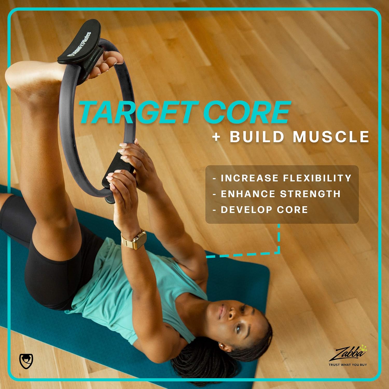 URBNFit Pilates Ring - 12" Magic Circle w/Dual Grip, Foam Pads for Inner Thigh Workout, Toning, Fitness & Pelvic Floor Exercise - Yoga Rings w/Bonus Exercise Guide - Image 4