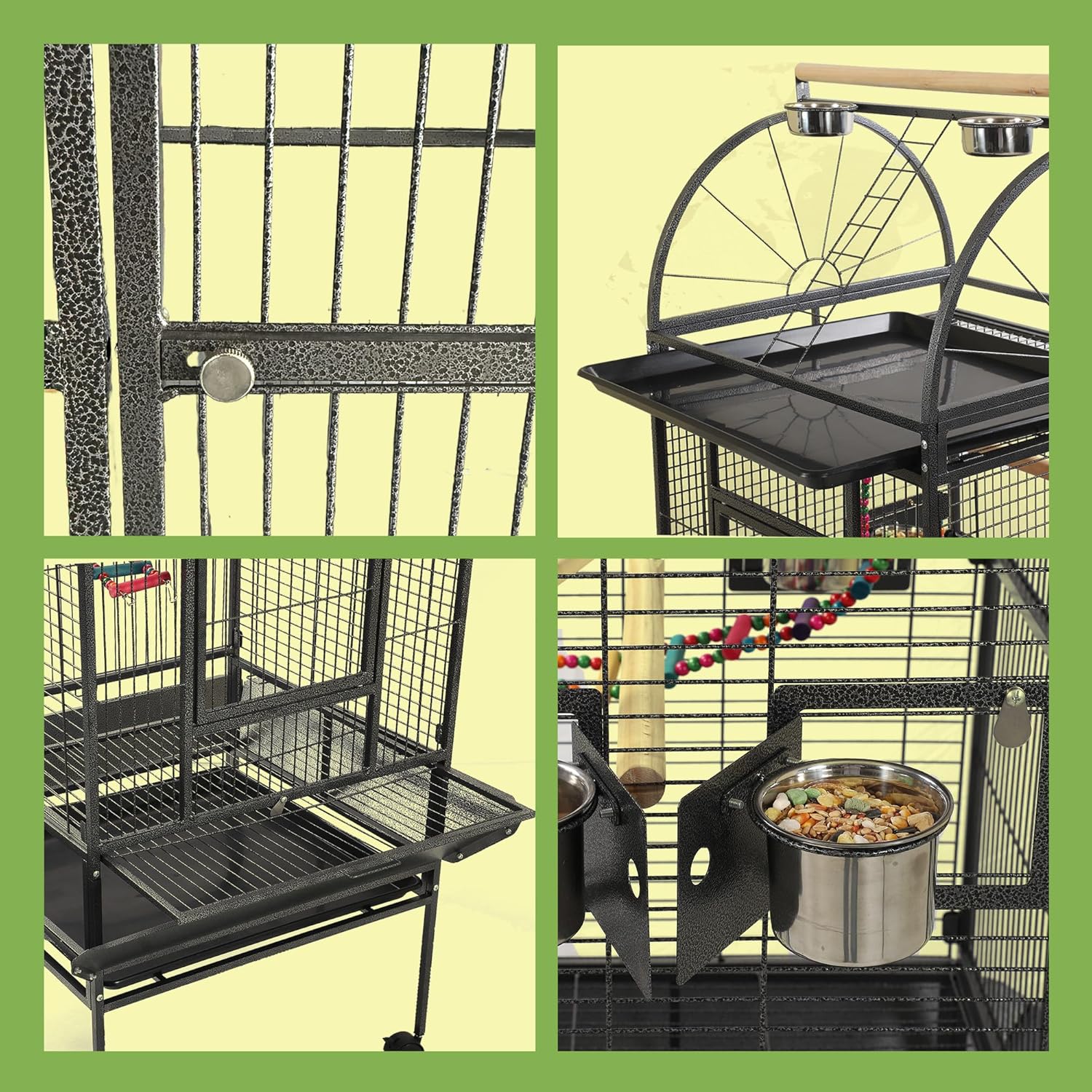 68'' Large Parrot Cage, Large Bird Cages for Parrots,Conure Cage for Birds, Cockatiel Cage with Play Top,Feeders,Slide-Out Tray,Seed Catcher,Birdcage Toys for Cockatoo,African Grey,Lovebird - Image 4