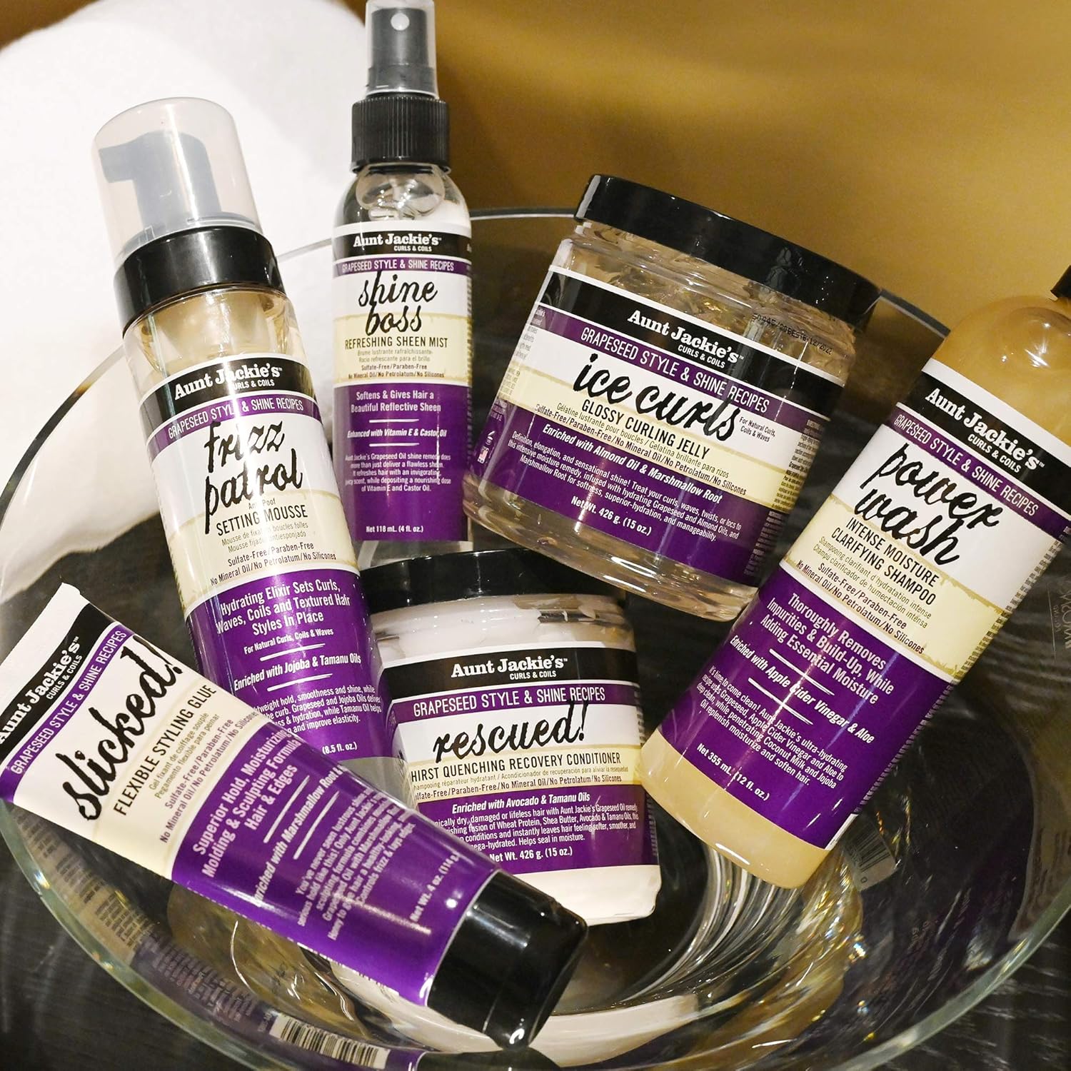 Aunt Jackie's Grapeseed Style and Shine Recipes Ice Curls Glossy Curling Jelly, Hydrates, Softens, Makes Waves, Curls and Coils Easier to Style, 15oz - Image 6