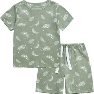 Owlivia 100% Organic Cotton Baby Short Sleeve Pajama Sets, Toddler Boy Girl 2-Piece Sleepwear