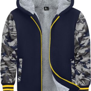 boys Fleece Jacket Zip Up hoodie Kids Winter Coats Warm Soft Sherpa Lined Hoodie Outerwear Teens 6-15