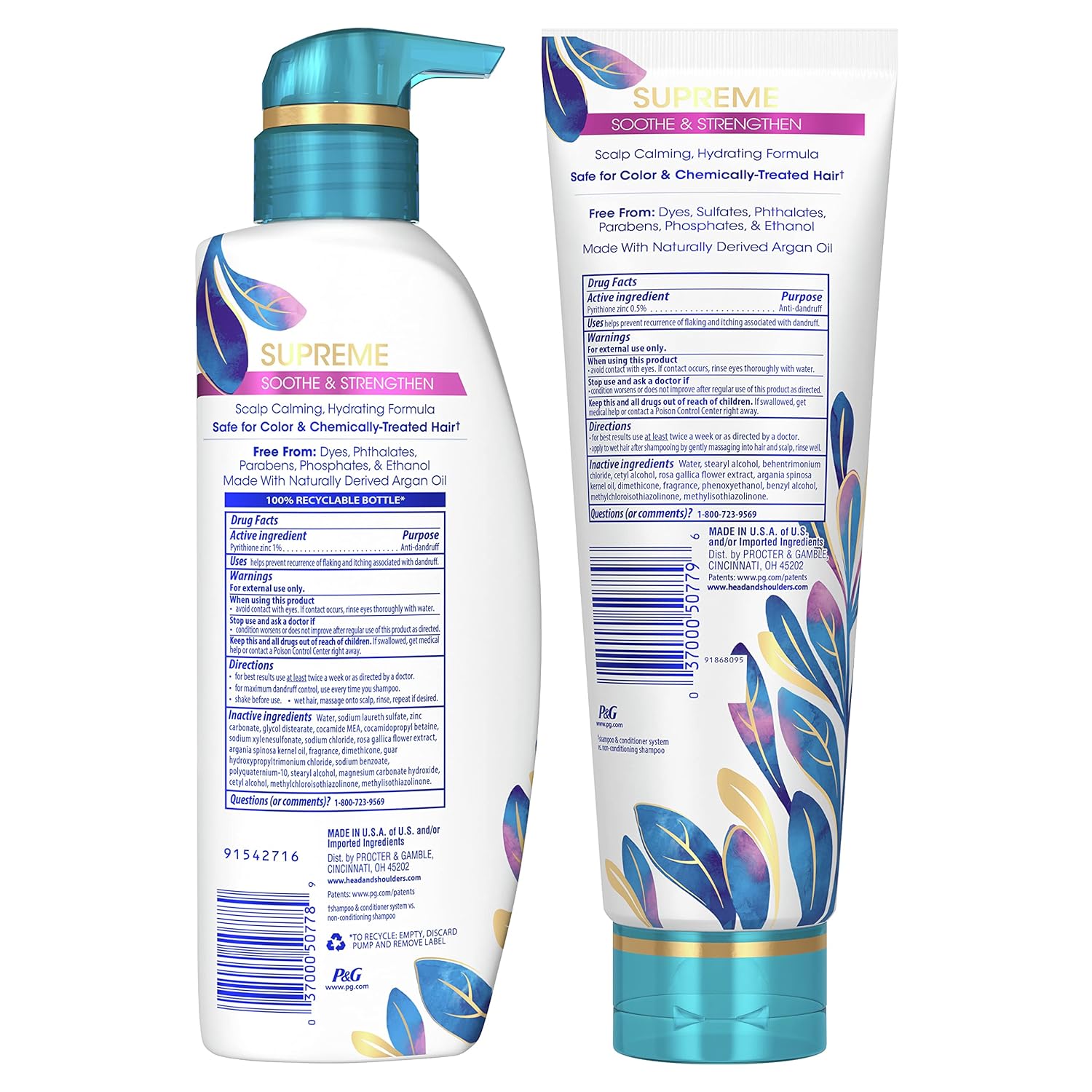 Head & Shoulders Supreme Anti-Dandruff Shampoo and Conditioner Set, 1% Pyrithione Zinc, Sulfate-Free, Argan Oil and Rose Essence, for Dry Scalp and Dandruff, 21.2 fl oz - Image 10