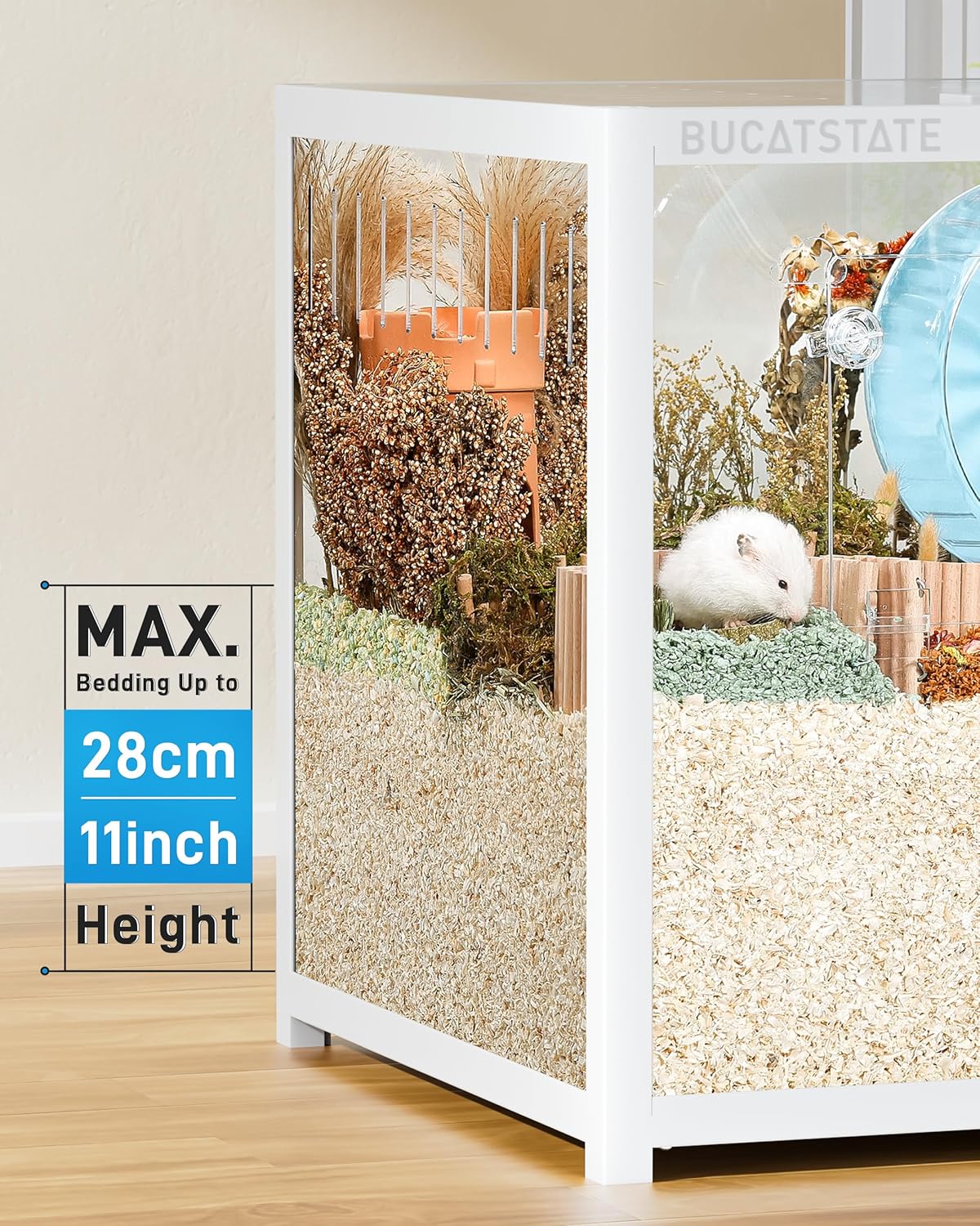 BUCATSTATE Hamster Cage 3.0: Metal Large Rat Cage Stackable with Top Access Easy Assemble 47L x 23.6W x 25.5H Inches Dwarf Syrian Hamster Tank for Gerbil Mouse (7.8 ft², White) - Image 4