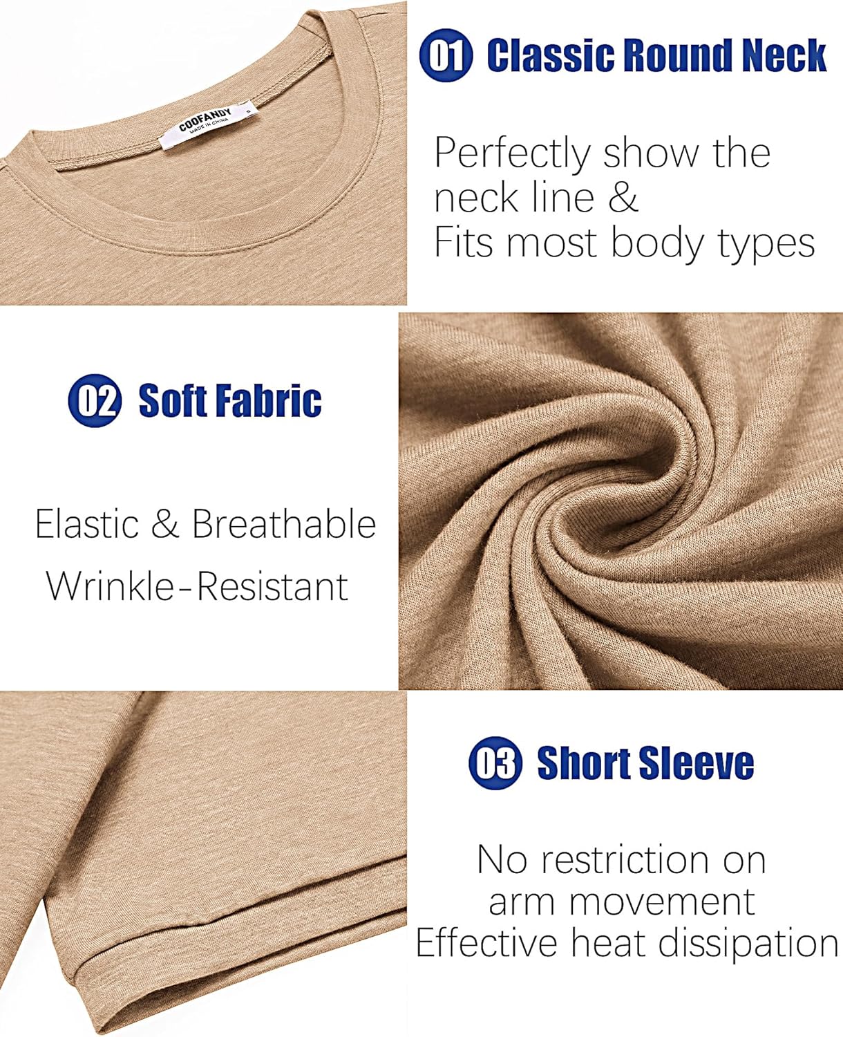 COOFANDY Mens T-Shirts Summer Crew Neck Casual T Shirts Plain Short Sleeve Shirts Basic Tees - Image 5