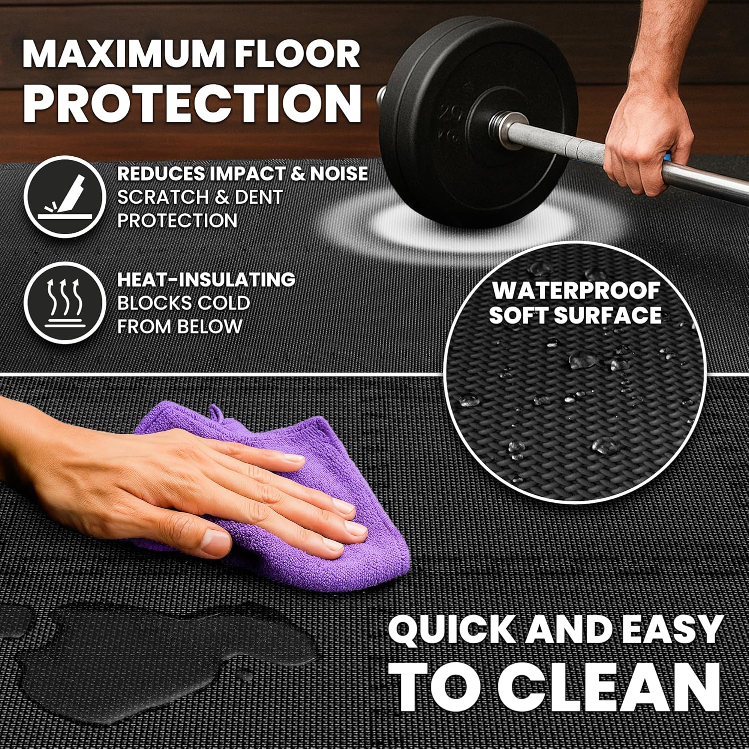 bemaxx Gym Mats Set - 18 pcs EVA Interlocking Foam Floor Tiles (12.6"x12.6"x0.4") 18sqft Protective Gym Flooring Sports Home Workout Exercise Mats Puzzle Garage Fitness Play-Room Pool Treadmill Bike - Image 7