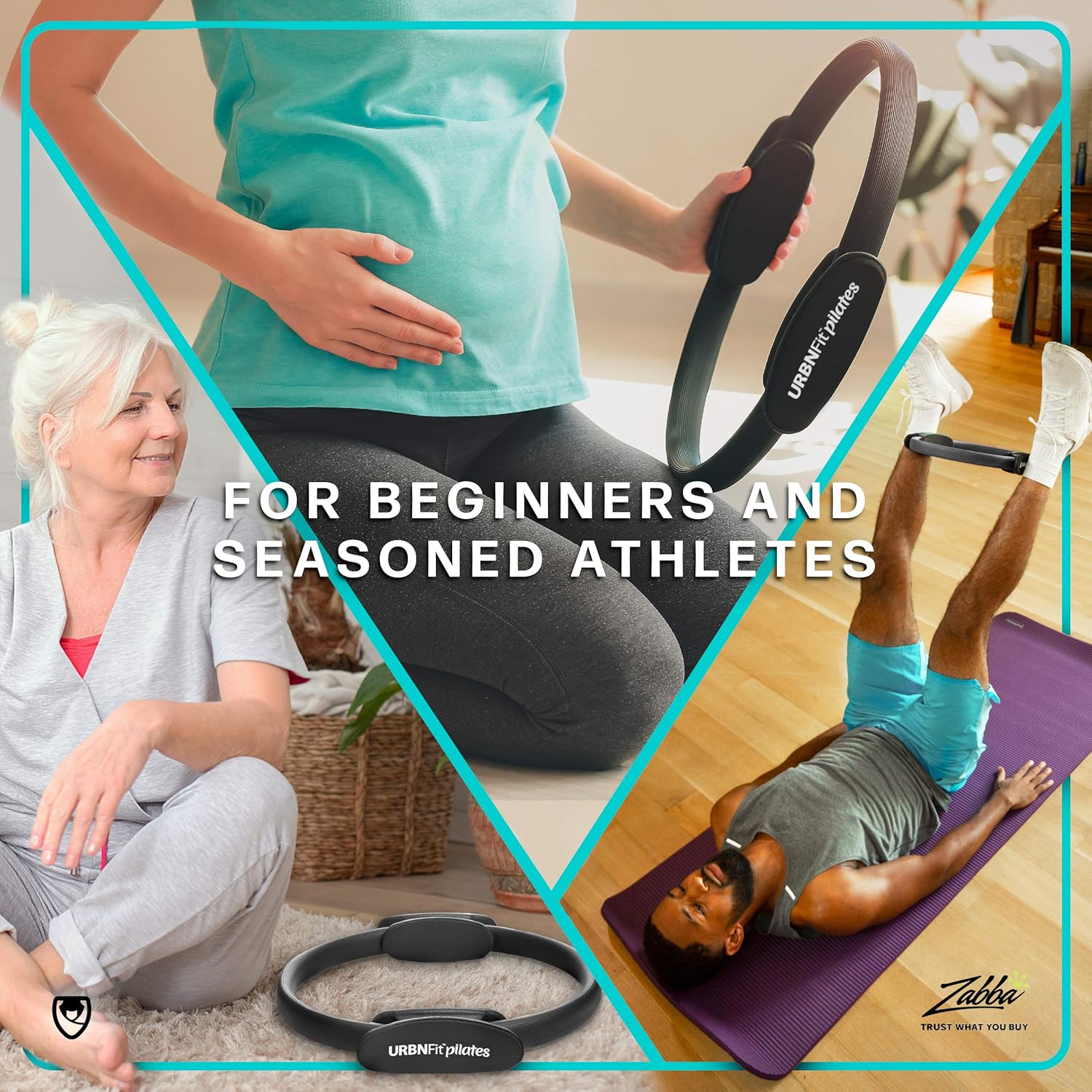 URBNFit Pilates Ring - 12" Magic Circle w/Dual Grip, Foam Pads for Inner Thigh Workout, Toning, Fitness & Pelvic Floor Exercise - Yoga Rings w/Bonus Exercise Guide - Image 7