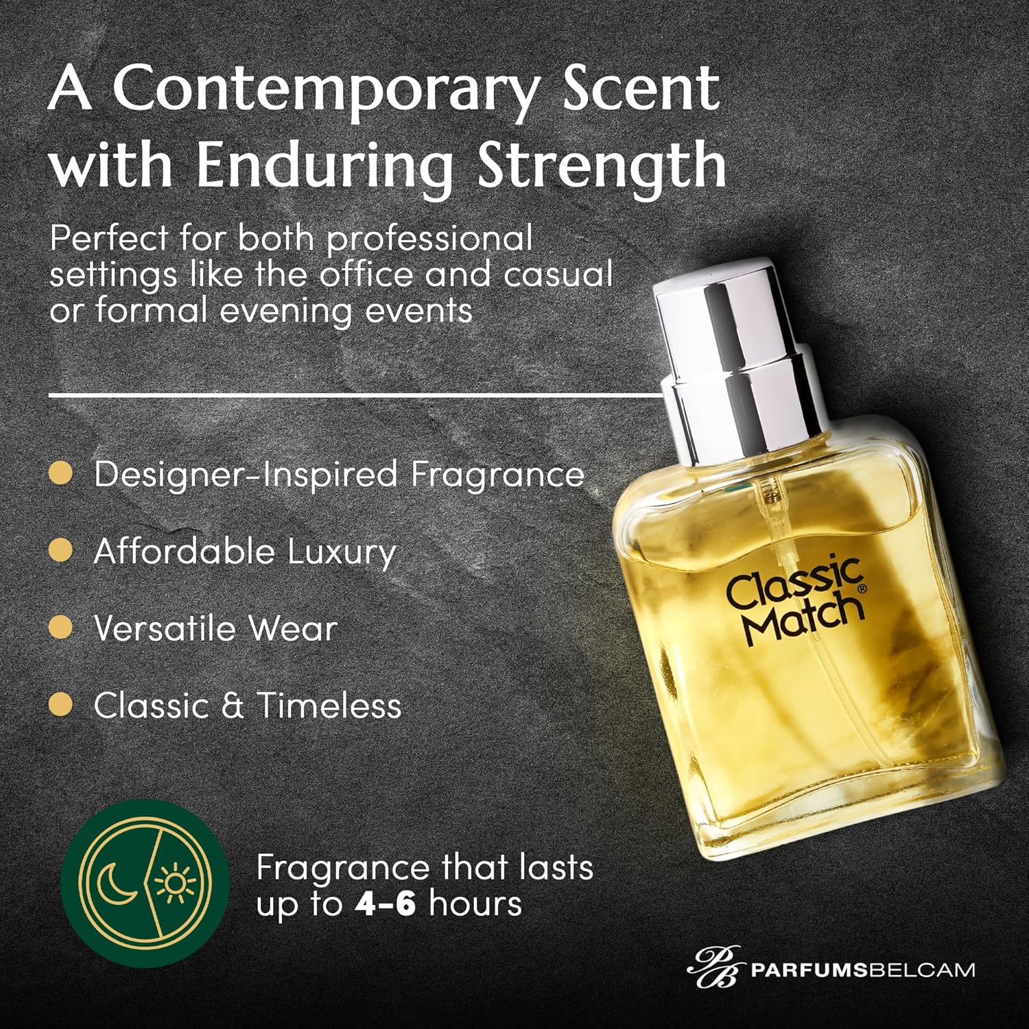 PB ParfumsBelcam Classic Match Green Eau De Toilette Spray for Men – Fresh Chypre Cologne, Bergamot, Basil, Musk, Long-Lasting Masculine Fragrance, Signature Scent – 2.5 Fl Oz - Image 3
