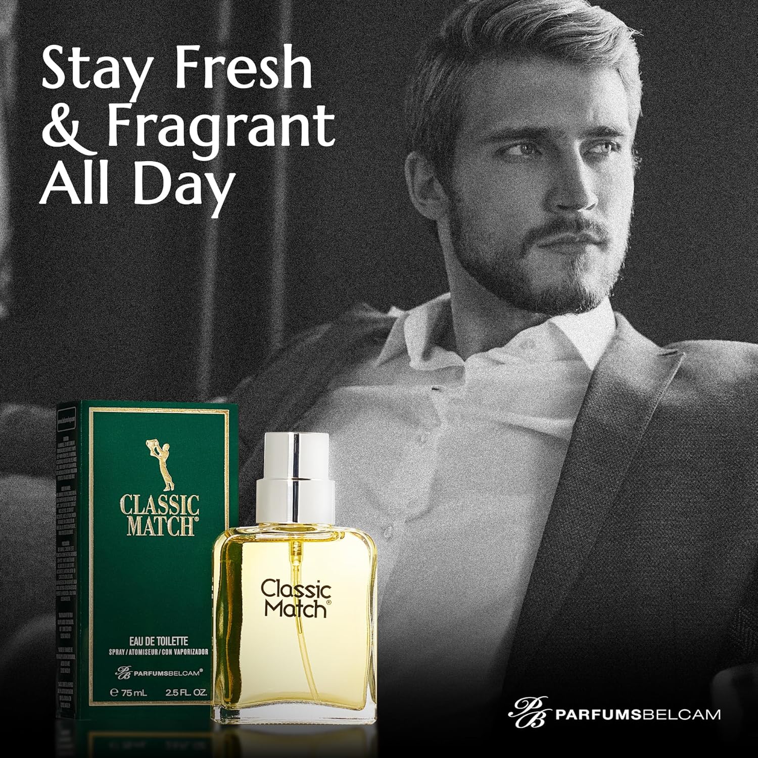 PB ParfumsBelcam Classic Match Green Eau De Toilette Spray for Men – Fresh Chypre Cologne, Bergamot, Basil, Musk, Long-Lasting Masculine Fragrance, Signature Scent – 2.5 Fl Oz - Image 6