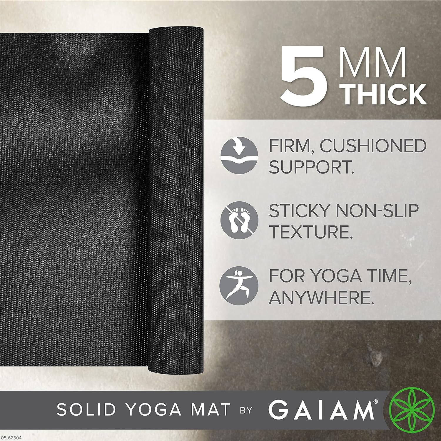 Gaiam Yoga Mat - Premium Solid Thick Non Slip Exercise & Fitness Mat for All Types of Yoga, Pilates & Floor Workouts - Image 2