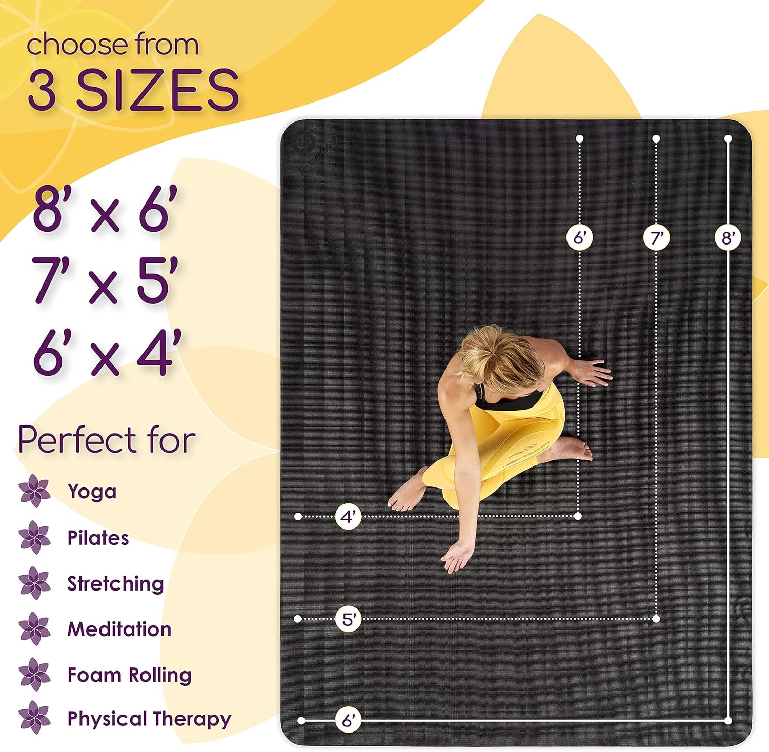 Large Yoga Mat 6'x4'x8mm Extra Thick, Durable, Eco-Friendly, Non-Slip & Odorless Barefoot Exercise and Premium Fitness Home Gym Flooring Mat by ActiveGear - Image 7